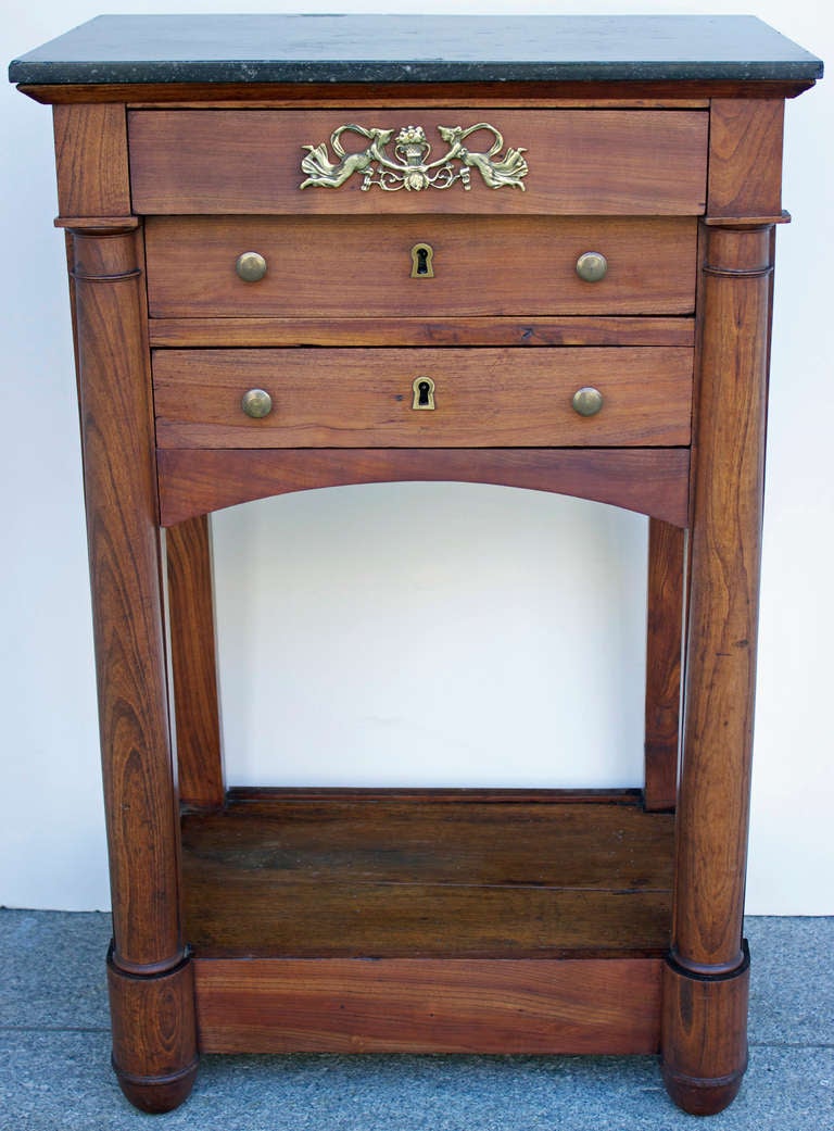 French Empire Side or End Table with Semi Columns