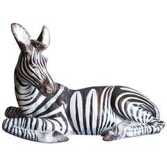 Vintage Large Italian Ceramic Zebra