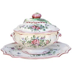 Vintage French Earthenware Soup Tureen By Veuve Perrin Style