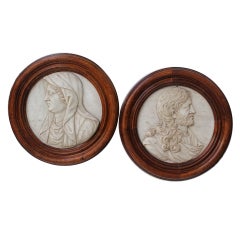 18th Century Italian Marble Carvings of Joseph and Mary