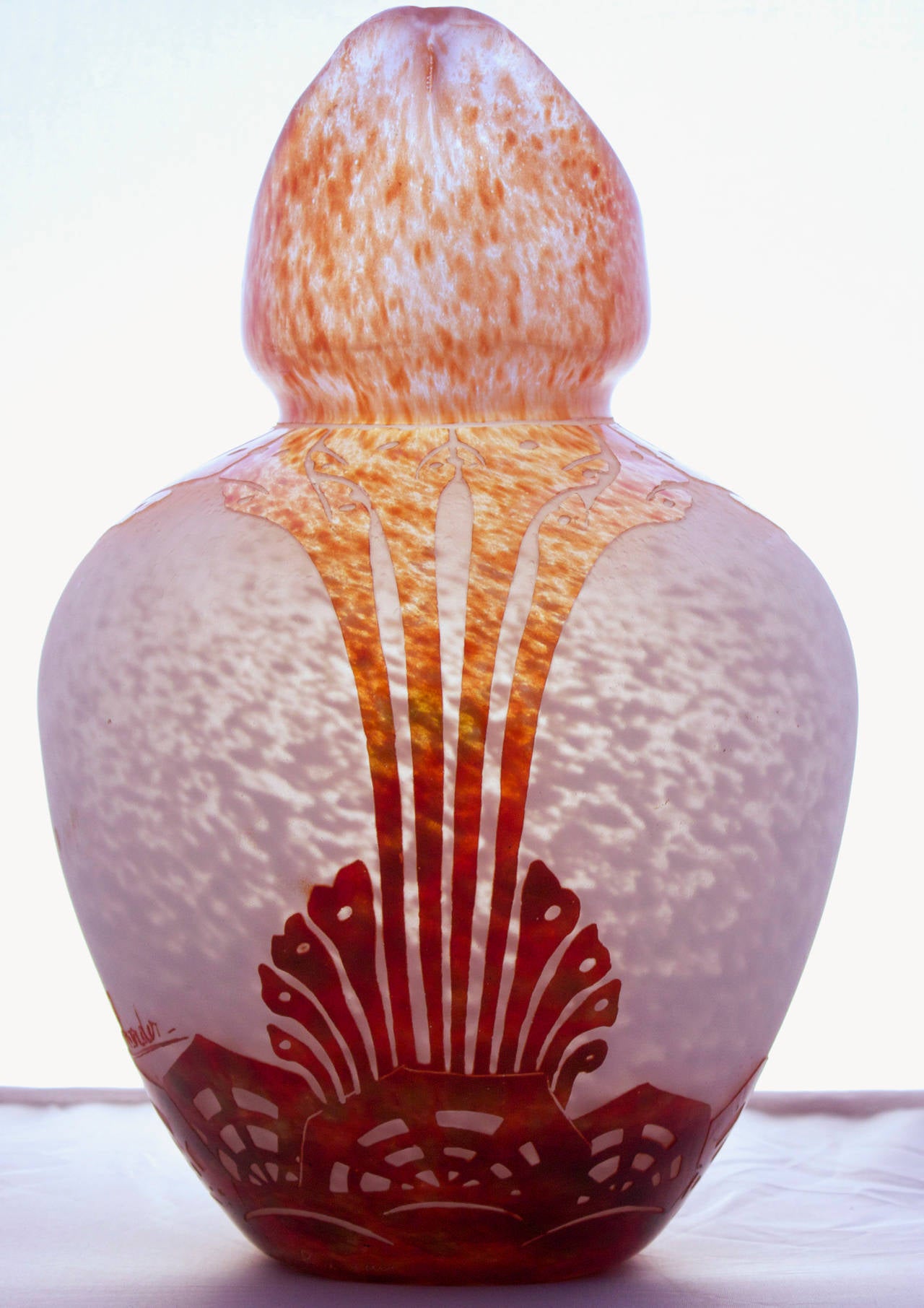 French Art Deco Cameo Glass Pitcher by Charles Schneider