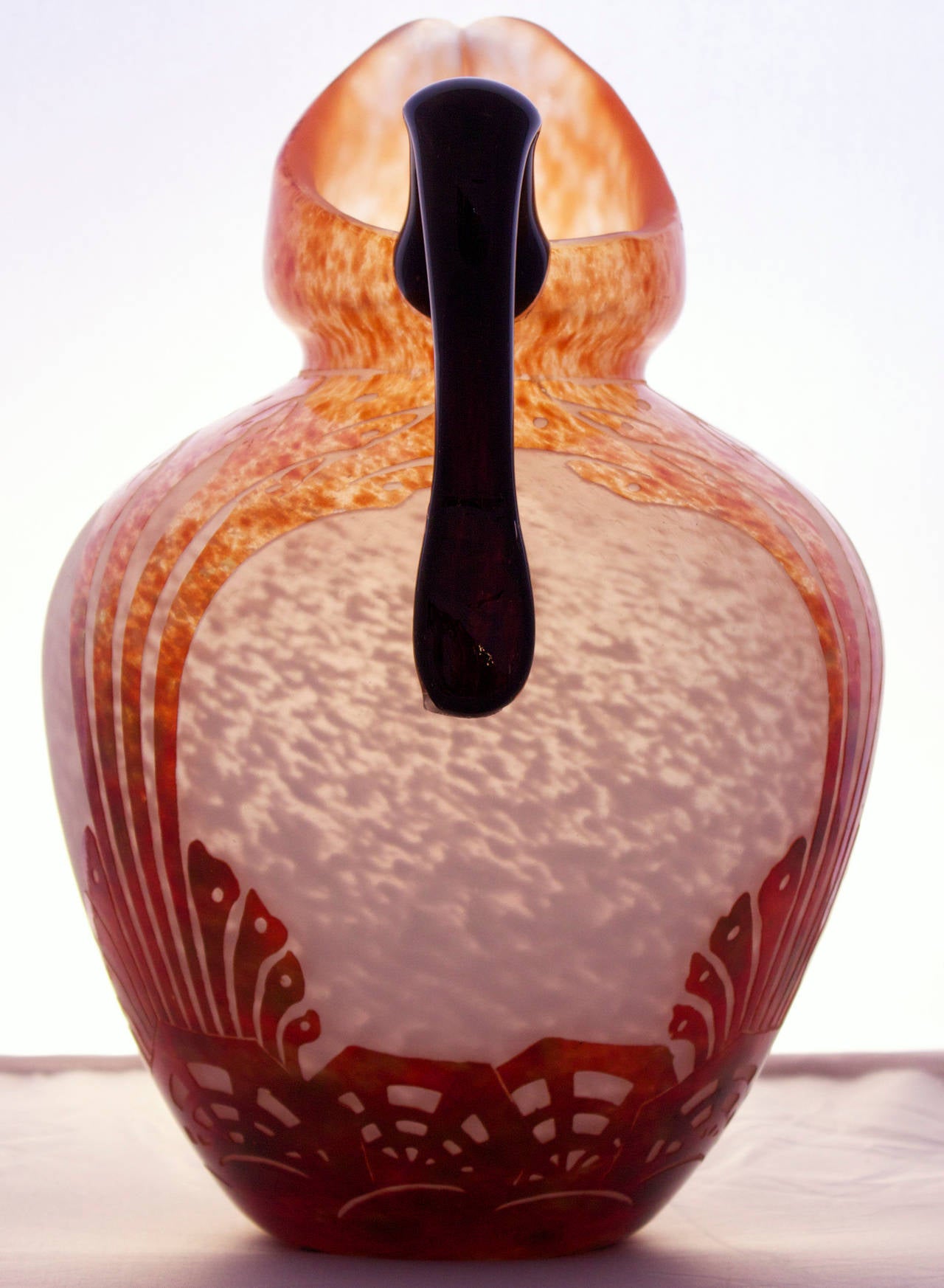 Early 20th Century Art Deco Cameo Glass Pitcher by Charles Schneider