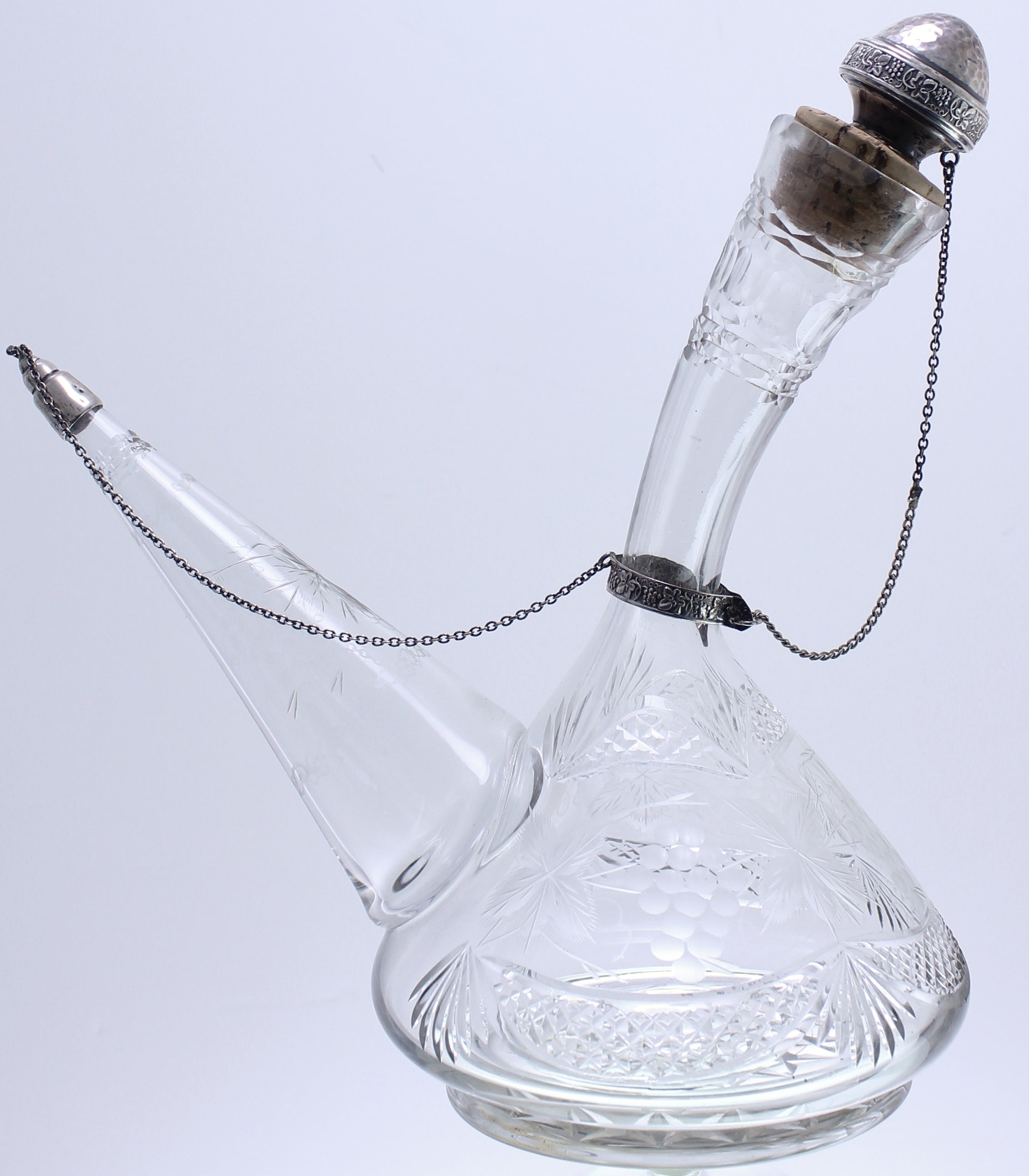 Unique Crystal And Silver Wine Decanter