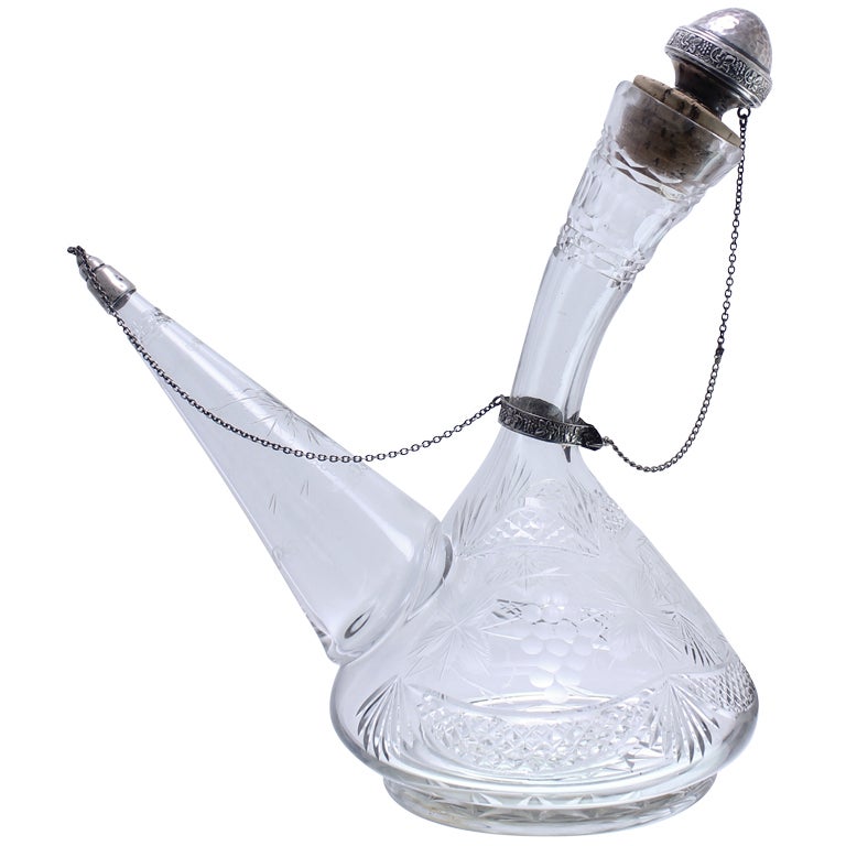 Unique Crystal And Silver Wine Decanter at 1stdibs