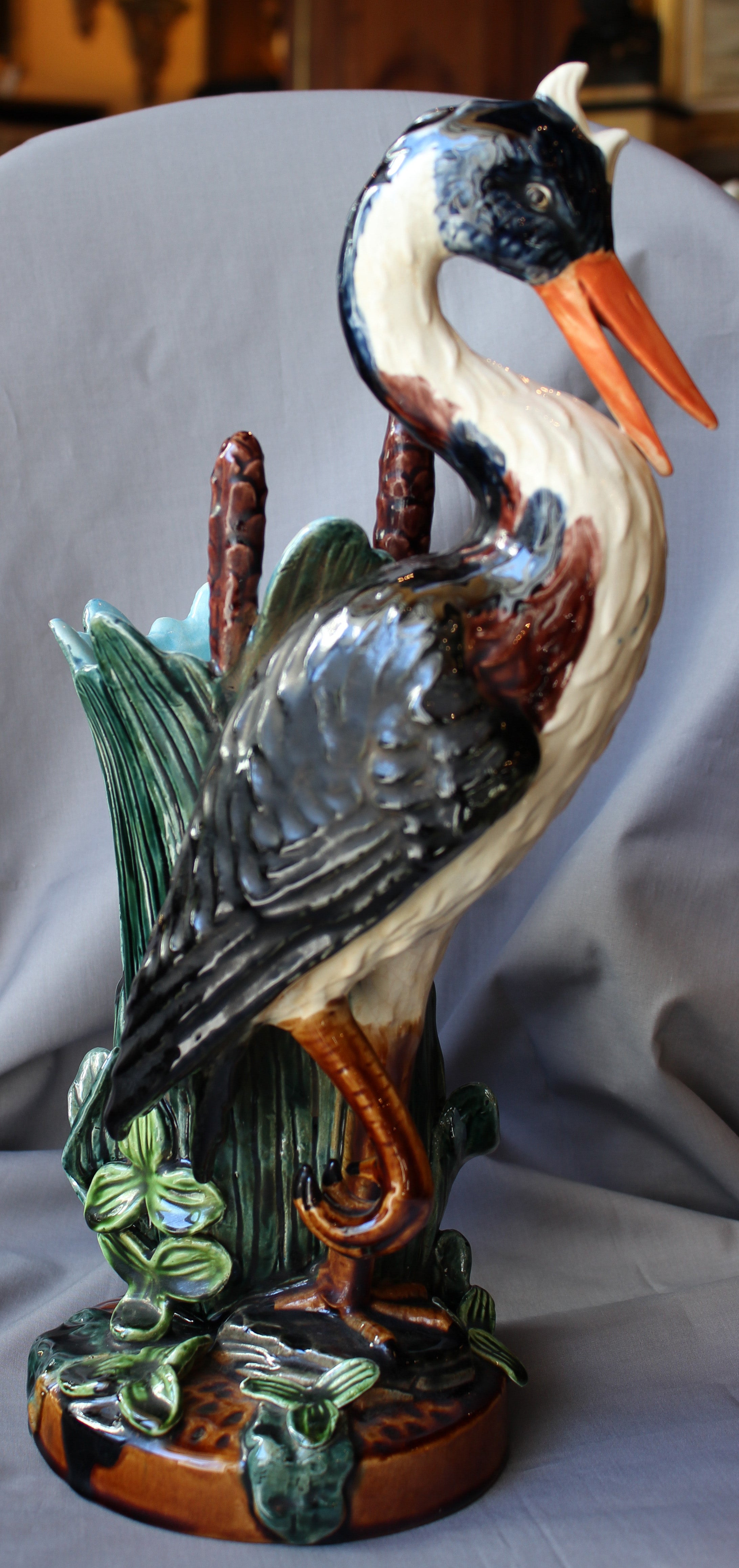 Barbotine "Heron" Vase For Sale