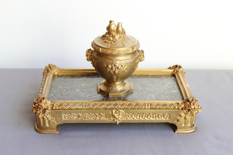 Beautiful Bronze Inkwell with 