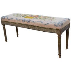 French Needlepoint Covered Louis XVI Style Bench