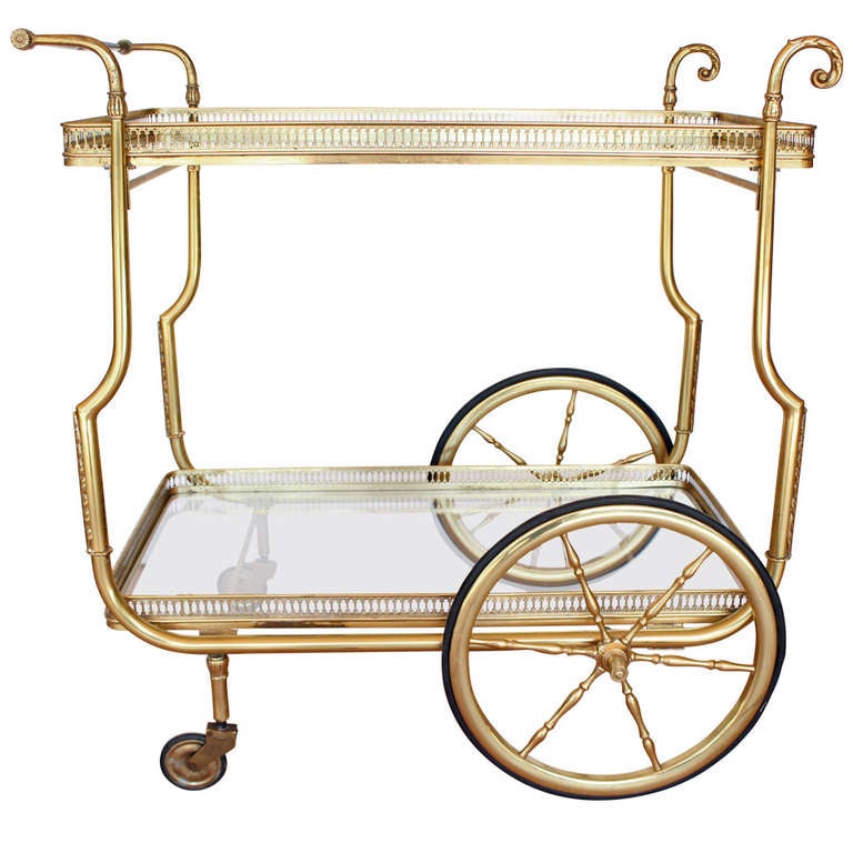 French Brass Bar Cart at 1stdibs