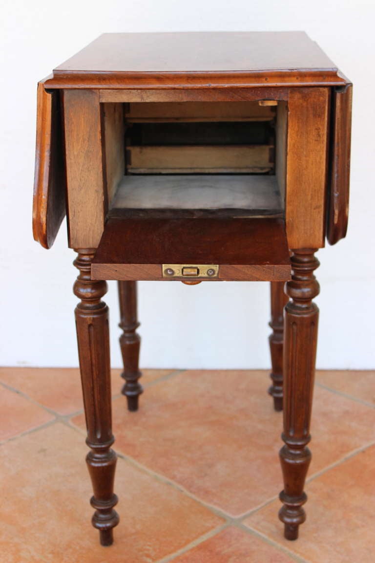 Louis Philippe Period Work Table and Nightstand In Good Condition For Sale In Charleston, SC