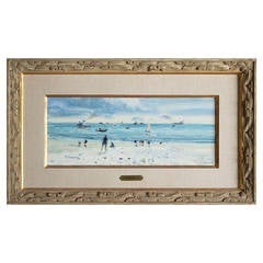 Plage au Havre, Oil on Canvas by Gaston Sebire 8