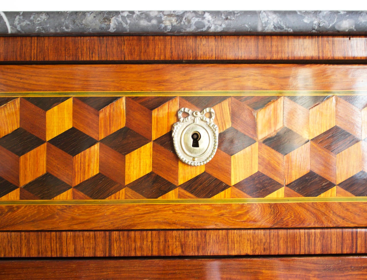 Marquetry Louis XVI Style Tall Chest or Semainier For Sale