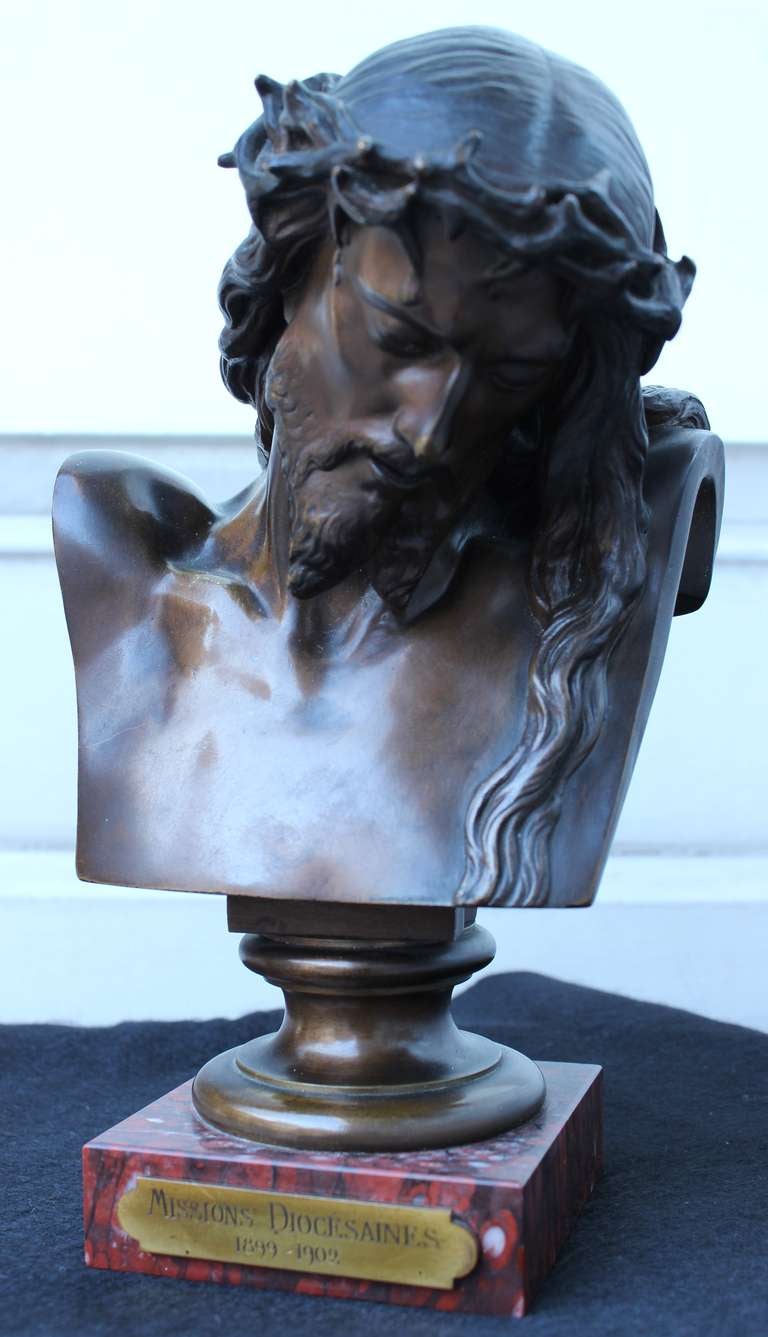 Christ bronze Bust by Clesinger and Barbedienne In Excellent Condition In Charleston, SC