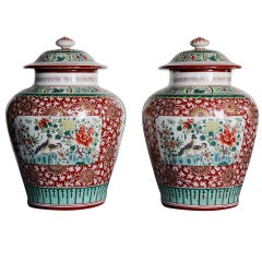 Pair of Chinese Porcelain Capped Vases