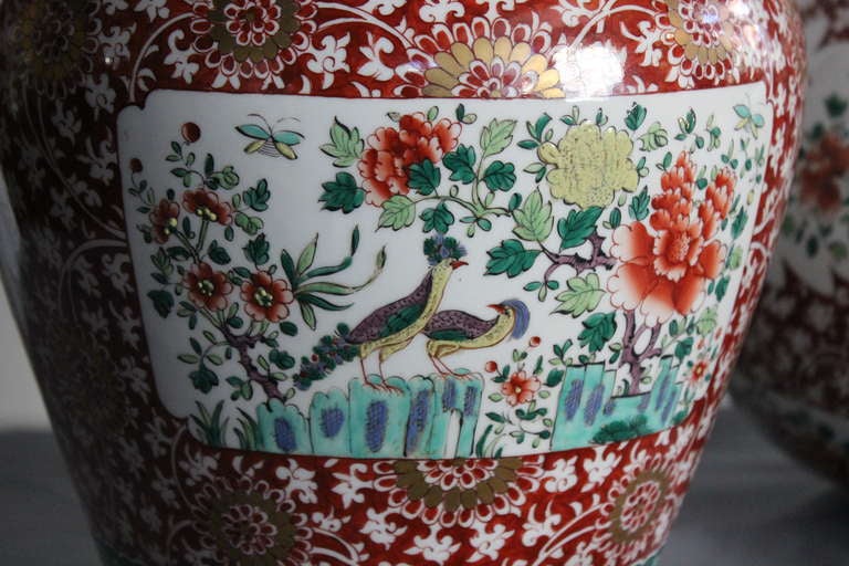 19th Century Pair of Chinese Porcelain Capped Vases