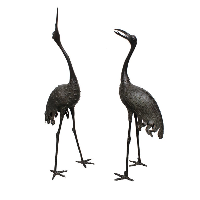 Bronze "Red Crowned" Cranes For Sale