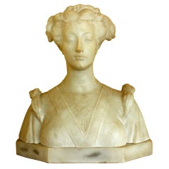 Carved Italian Marble Bust of a Woman