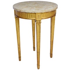Louis XVI style round table in Gilt Wood and Marble Top