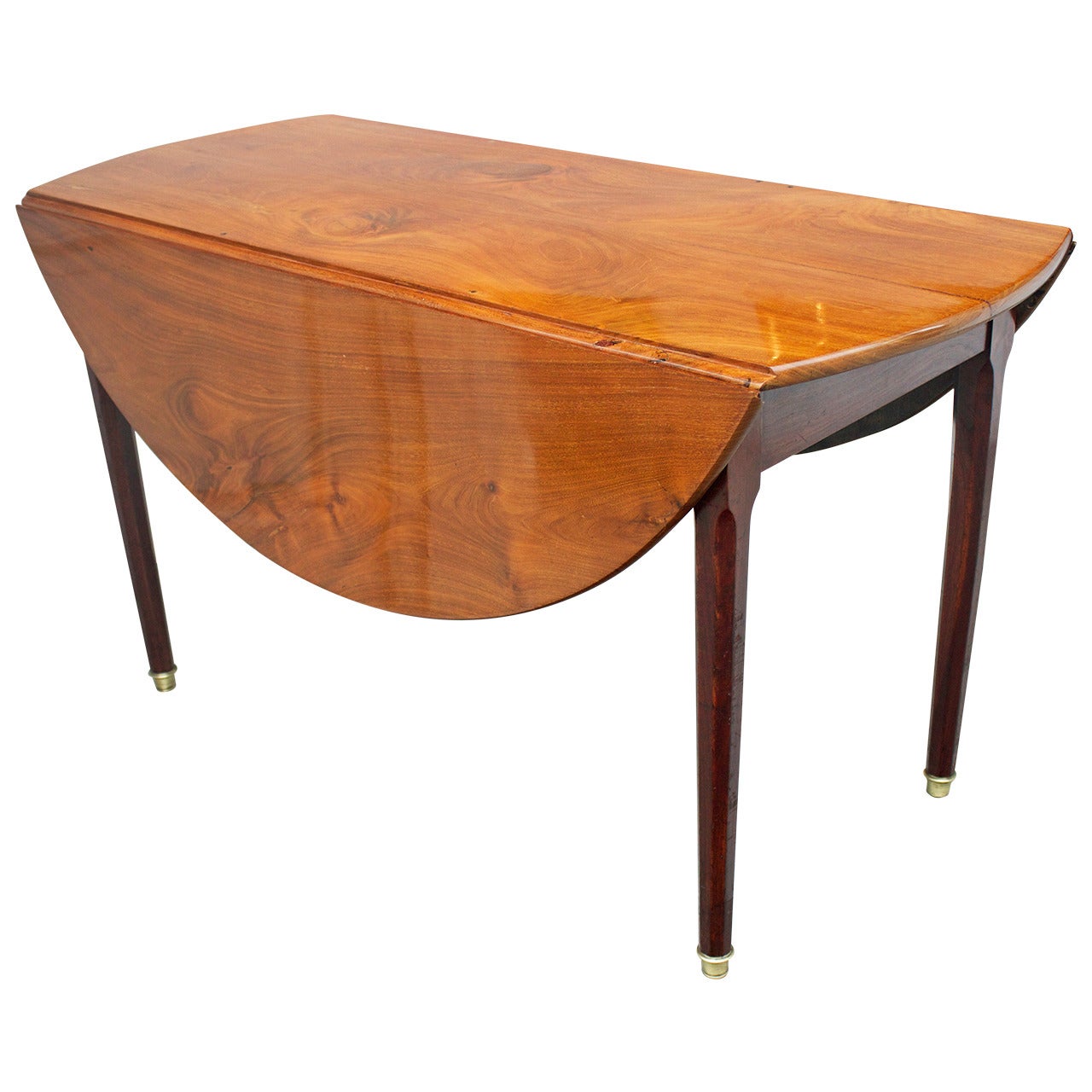 19th Century French Mahogany Round Drop-Leaf Table For Sale