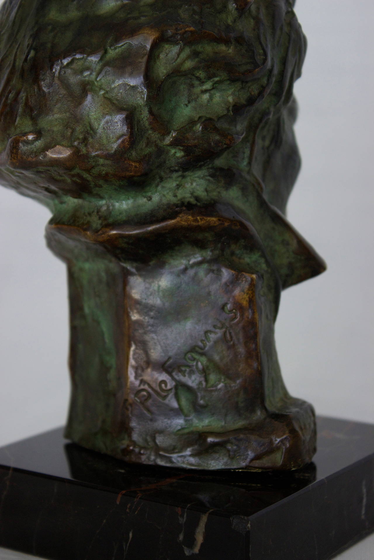 Art Deco Bronze Head of Beethoven by Pierre Le Faguays In Excellent Condition In Charleston, SC
