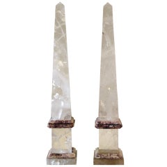 Pair of French  Rock Crystal Obelisks
