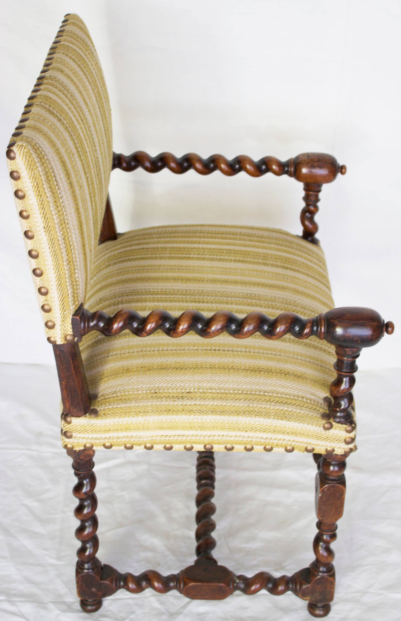 Pair of French Louis XIII Period Armchairs in Walnut In Excellent Condition In Charleston, SC