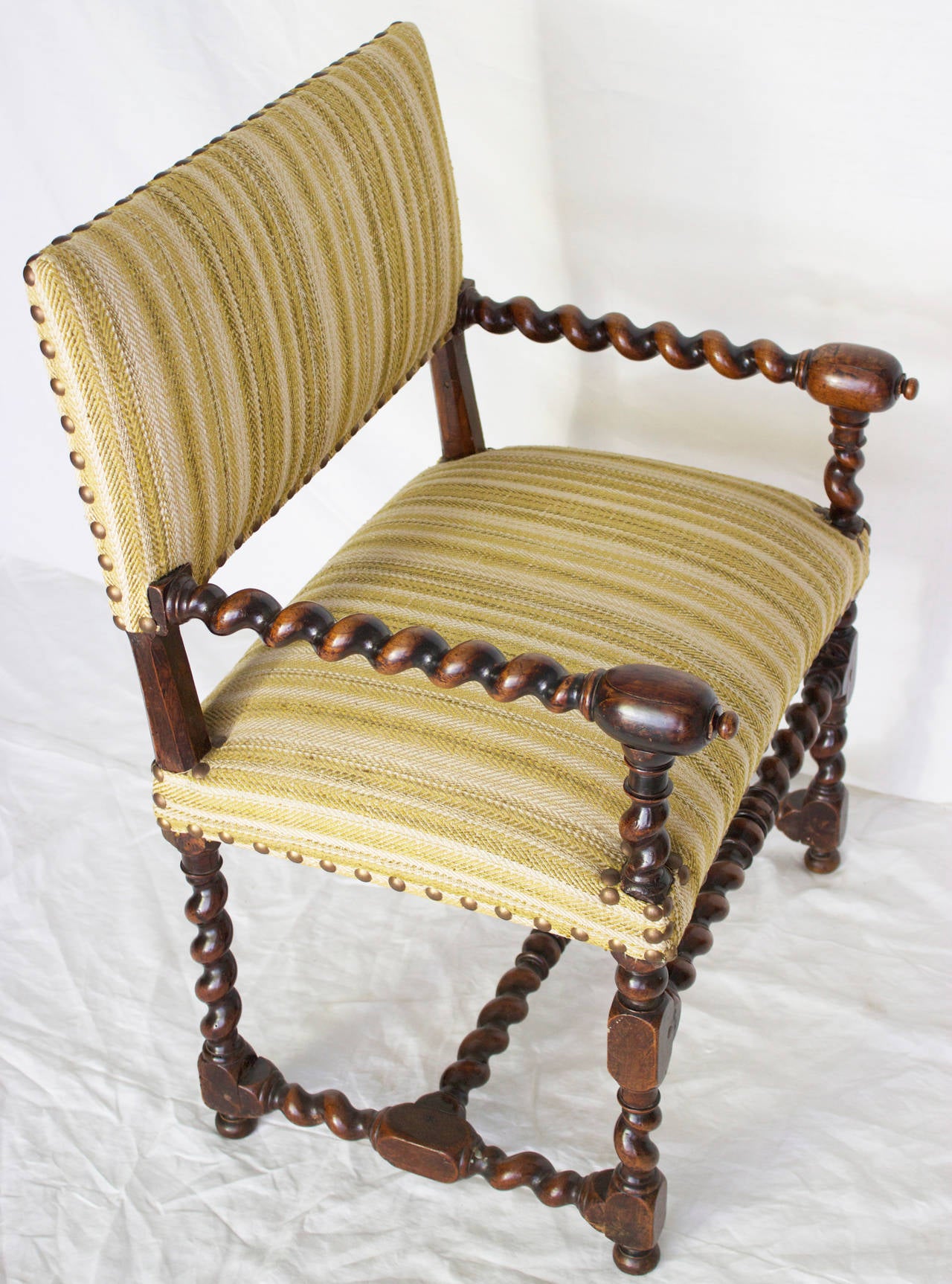 18th Century and Earlier Pair of French Louis XIII Period Armchairs in Walnut