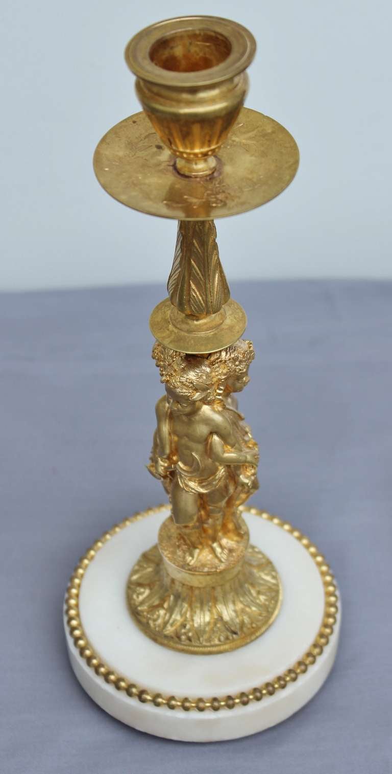 Napoleon III Pair of Superb Bronze Dore Candlesticks For Sale