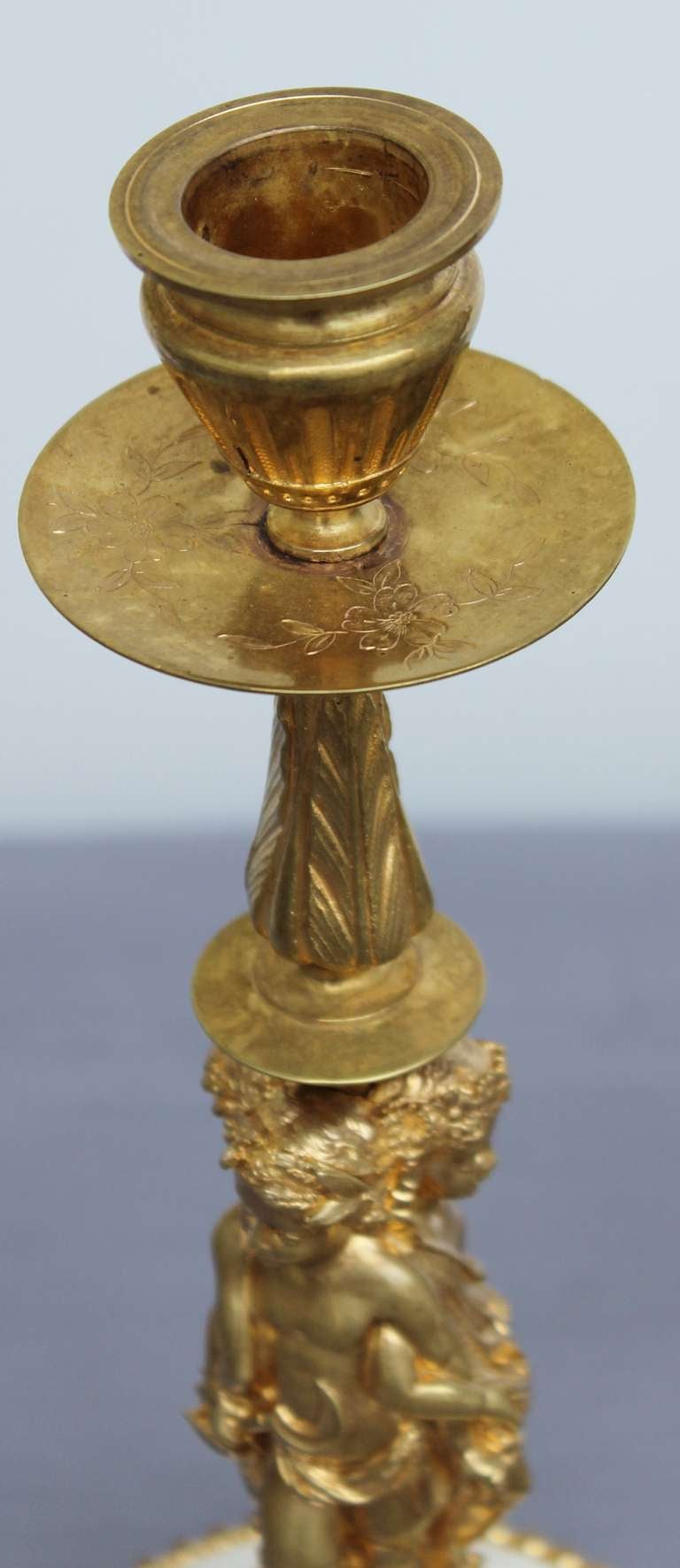 French Pair of Superb Bronze Dore Candlesticks For Sale