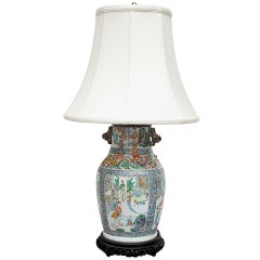 Chinese porcelain Canton vase mounted as lamp