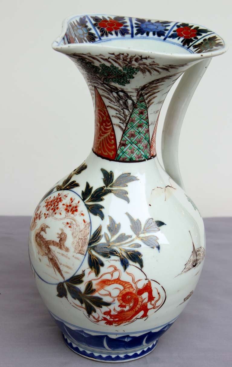 Glazed Rare Chinese Imari Porcelain Pitcher For Sale