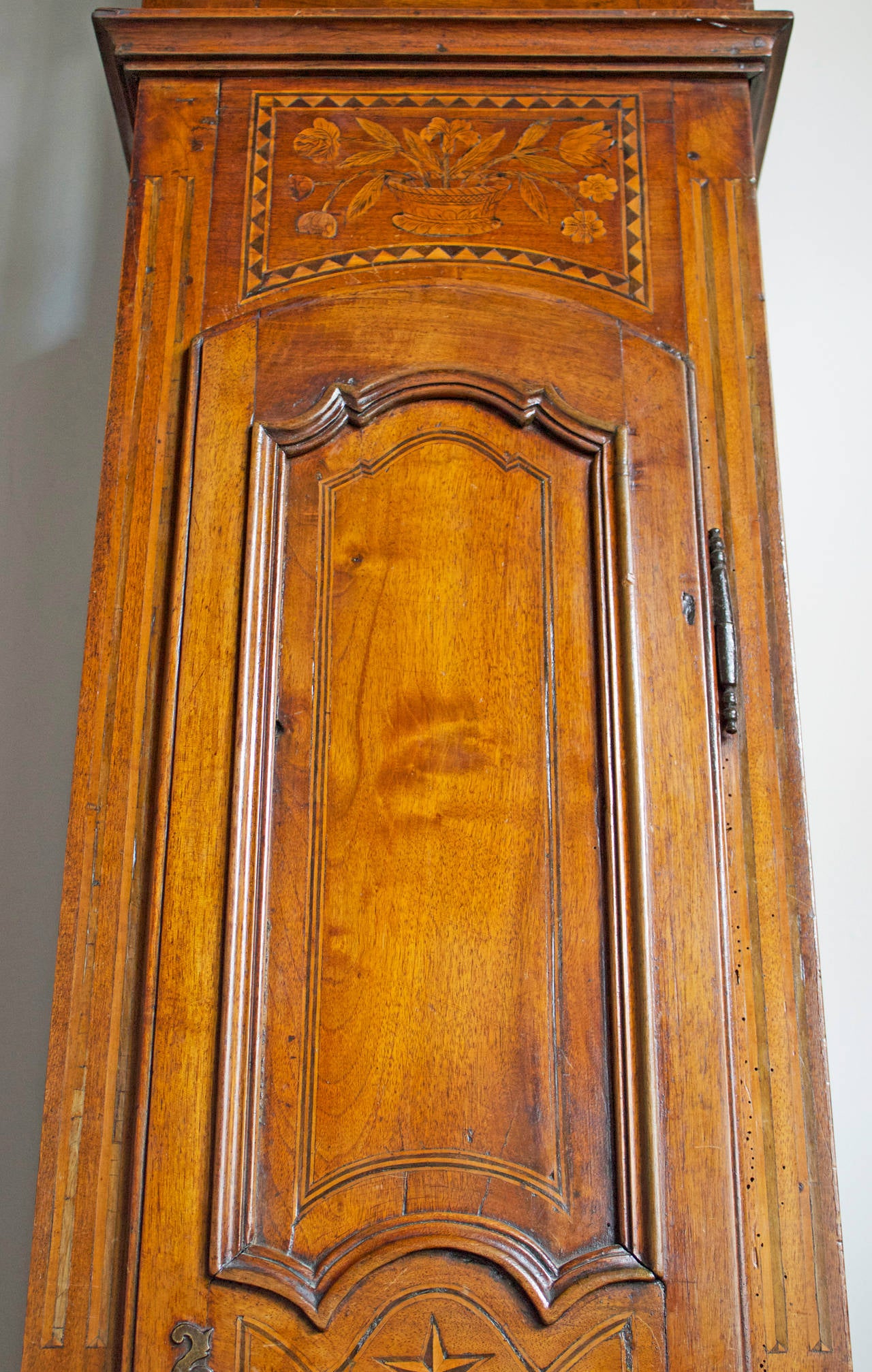 Carved French 18th Century Long Case Clock or Comtoise