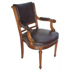 French Louis XVI Style Leather Top Desk Armchair 7