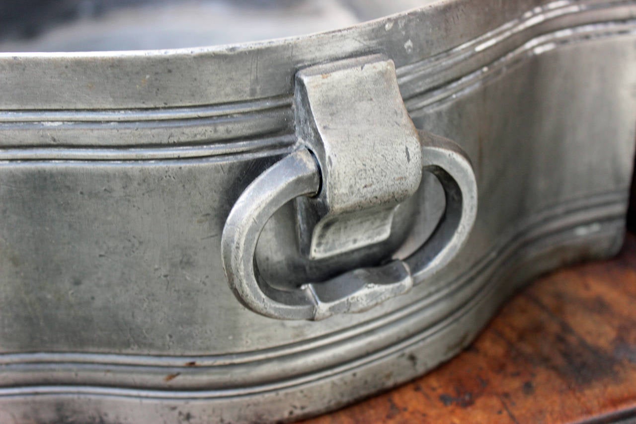 French 18th Century Inside Pewter Wall Fountain or Lavabo on Its Original Support