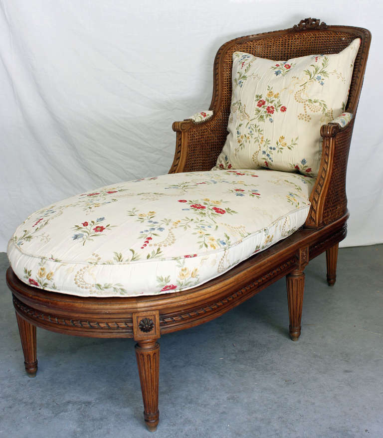 French Louis XVI Style Caned Chaise Lounge