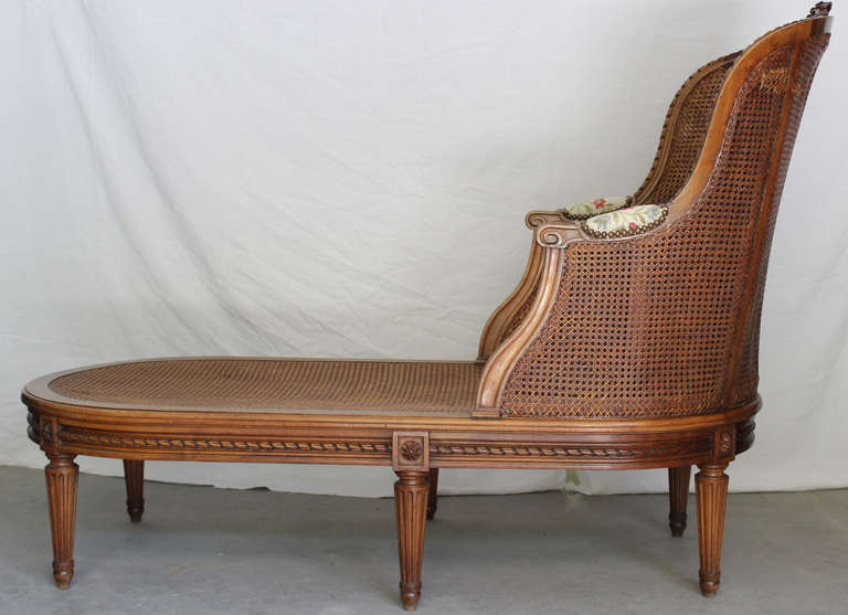 Louis XVI Style Caned Chaise Lounge 1