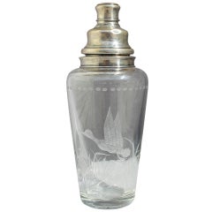 "Hawkes" Engraved  Crystal and Sterling Martini Shaker