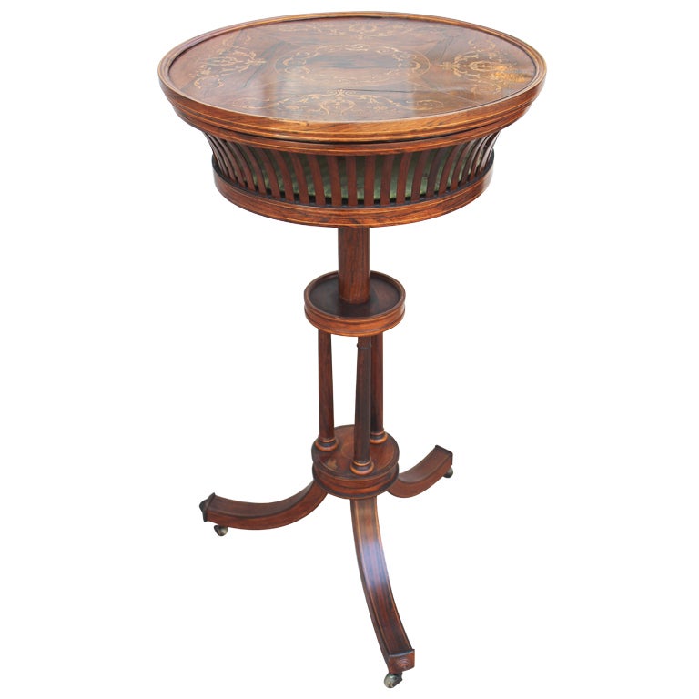 Charles X period  Satinwood Inlaid Ladies work table For Sale