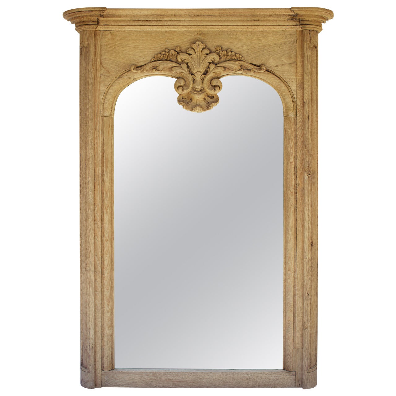 French Carved Oak Mirror For Sale