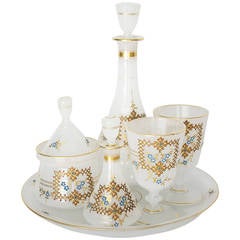 French Six Pieces Opaline Service Called "Verre d'eau" 10