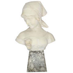 Signed marble Bust of a young Lady