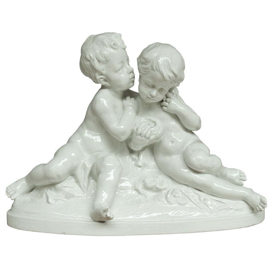 Capo Di Monte Porcelain of Two Young Children For Sale
