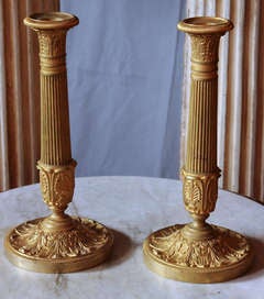 Pair of 1st Empire gilded bronze Candlesticks
