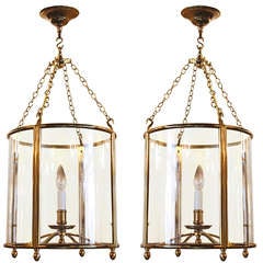 Pair of Louis XVI style Cage Lantern in bronze&brass