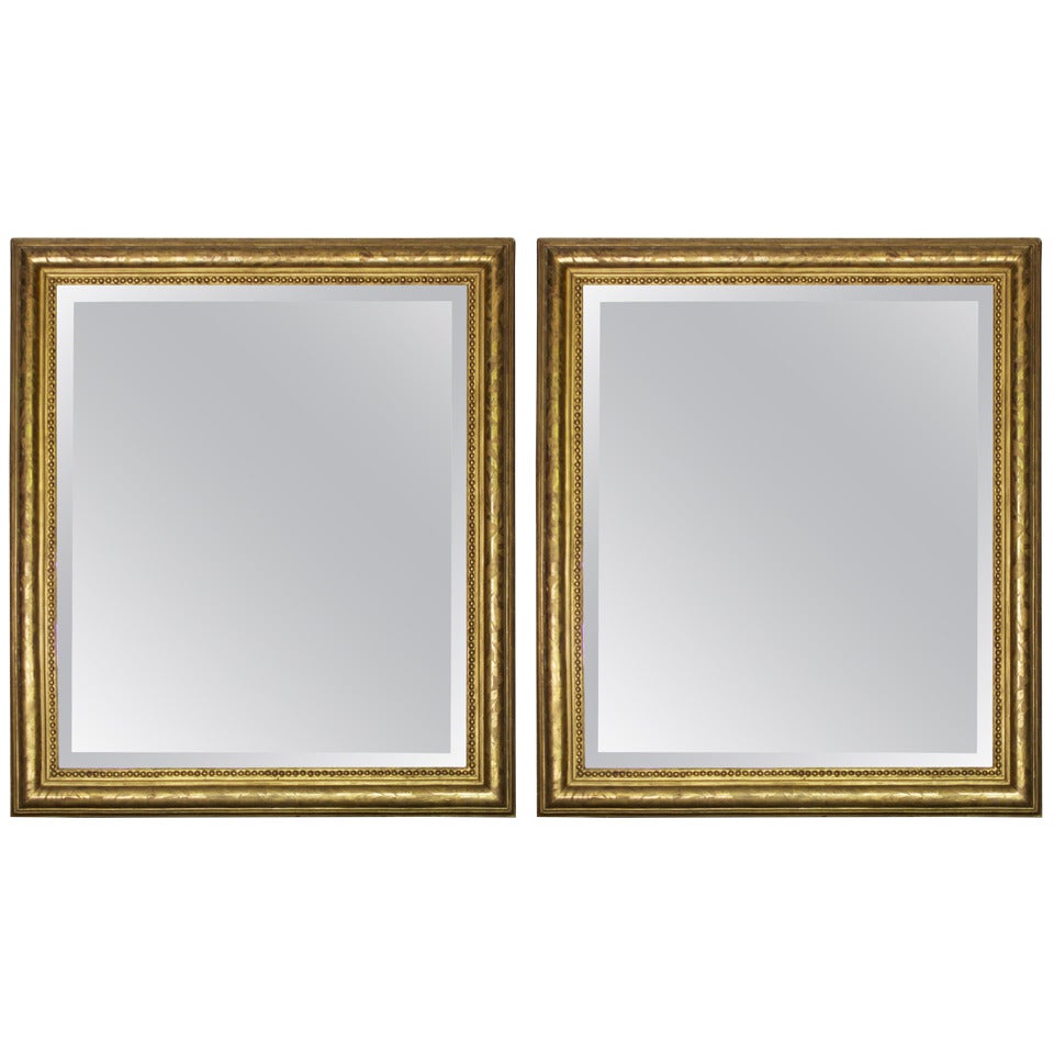 Exceptional Pair Of Louis Philippe Mirror Dores "a La Feuille D'or" For Sale