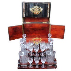 Napoleon III w/ Baccarat Crystal Tantalus Set in Boulle Style