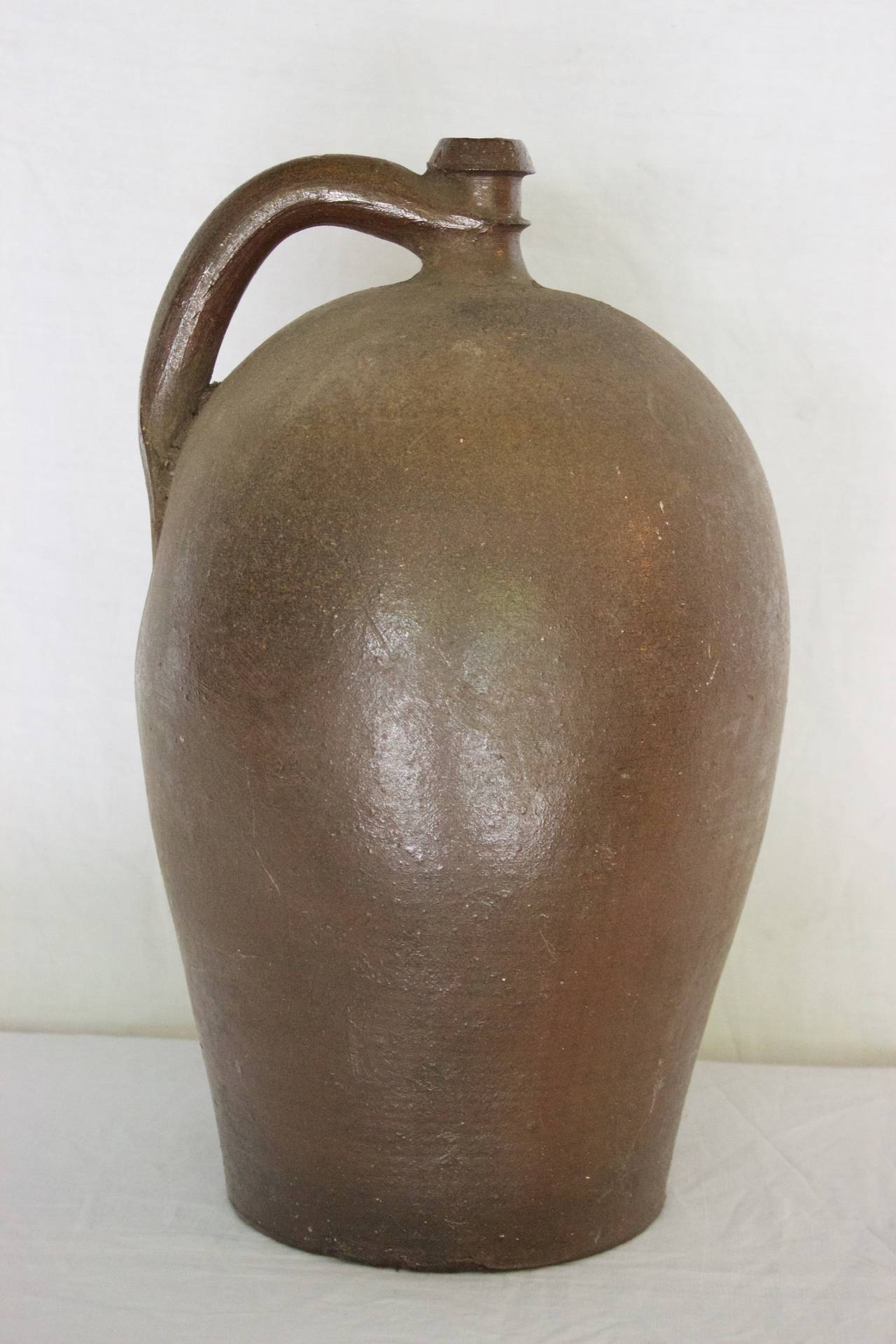 Folk Art Antique Normandy Stoneware Jar for Calvados For Sale
