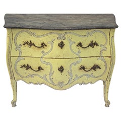 French Painted Louis XV Style Bombe Commode
