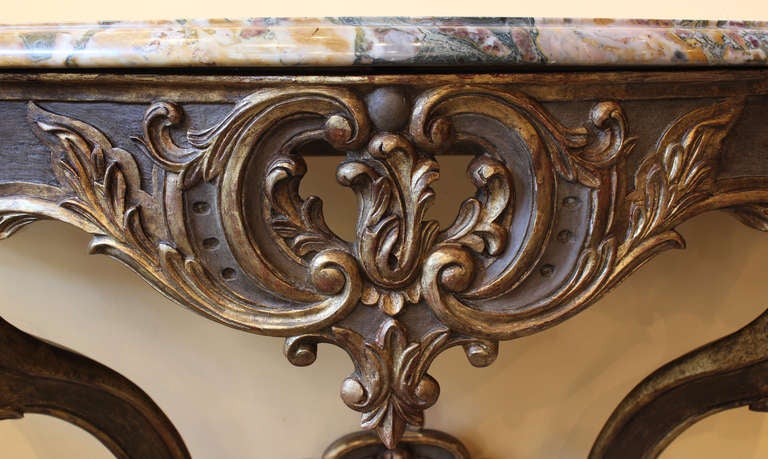 Gilt French 18th Century Louis XV Console Table For Sale
