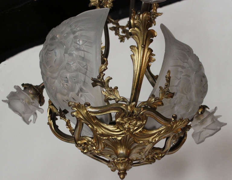 Gilt French Art Nouveau  Chandelier