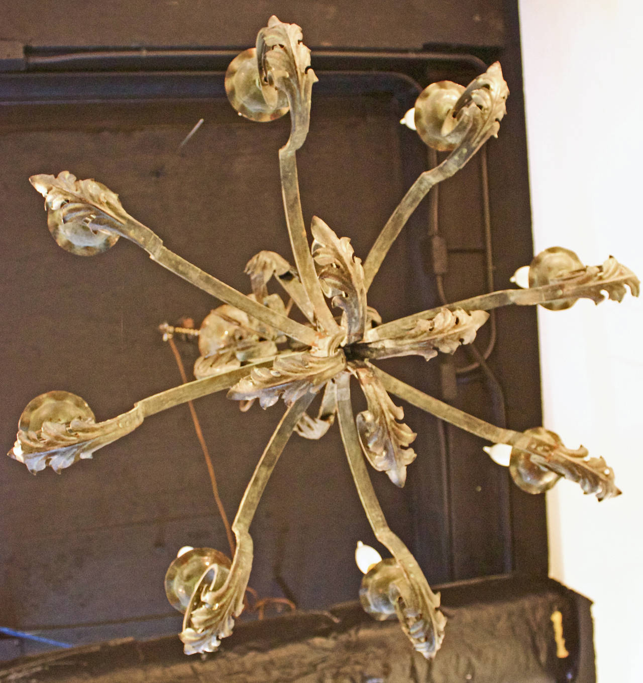 Early 20th Century French Eight-Light Wrought Iron Chandelier